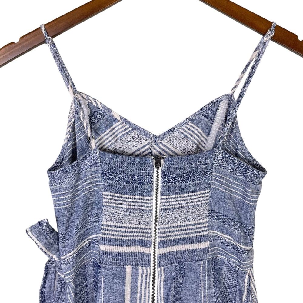 Express NWT Blue White Stripe Linen Blend Cut Out Strappy Wrap Midi Dress - Picture 6 of 12